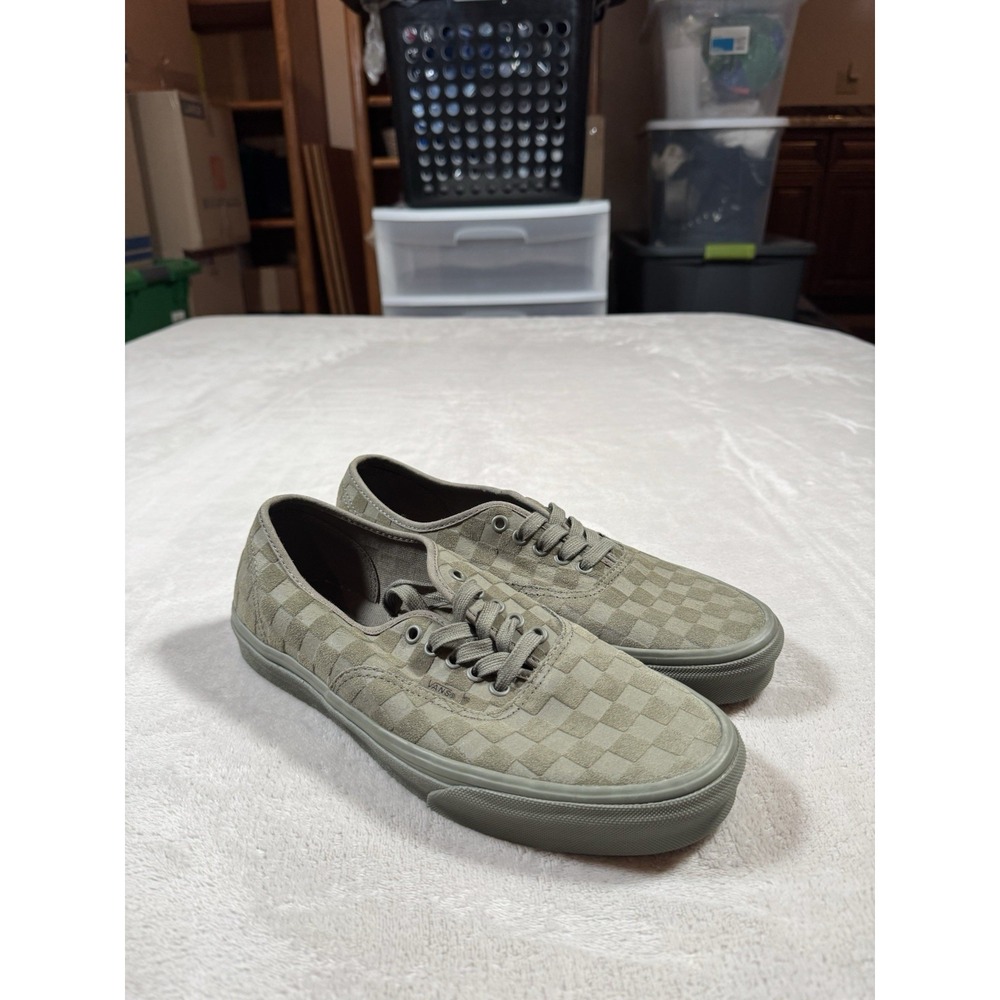 Vans Authentic Mono Checkerboard Mens Size 9.5 Olive Green NEW